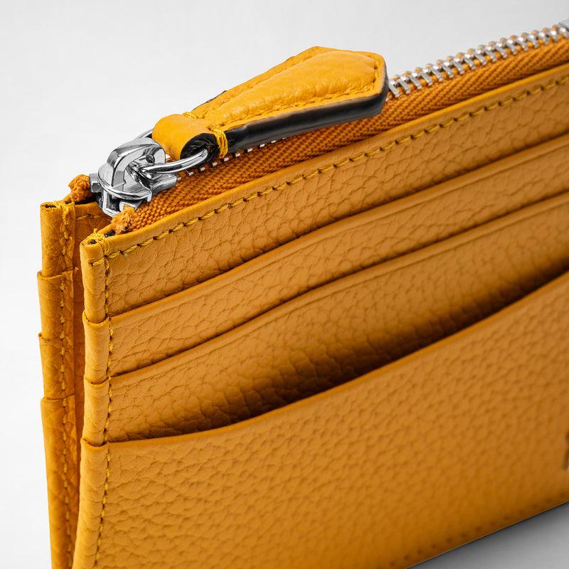 Serapian Zip card case in cachemire leather ochre In Saldo