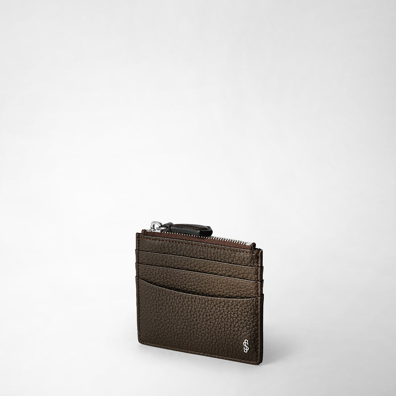 Serapian Zip card case in cachemire leather espresso Nuova