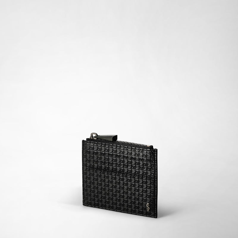 Serapian Zip card case in stepan black-black eclipse Moda