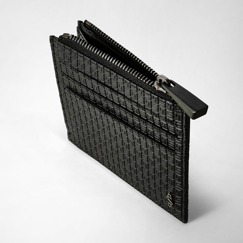Serapian Zip card case in stepan black-black eclipse Moda
