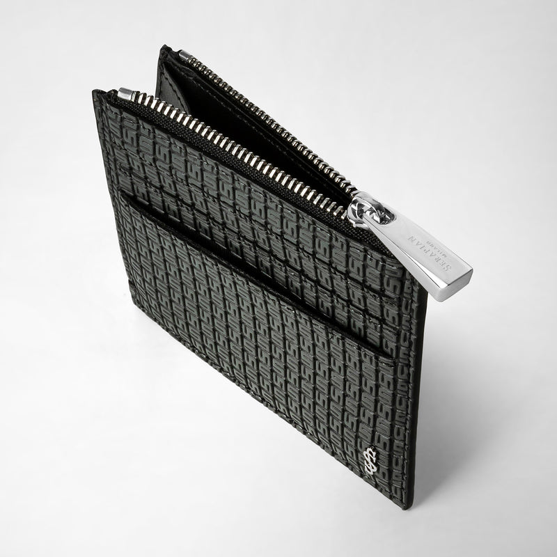 Serapian Zip card case in stepan asphalt black 2025