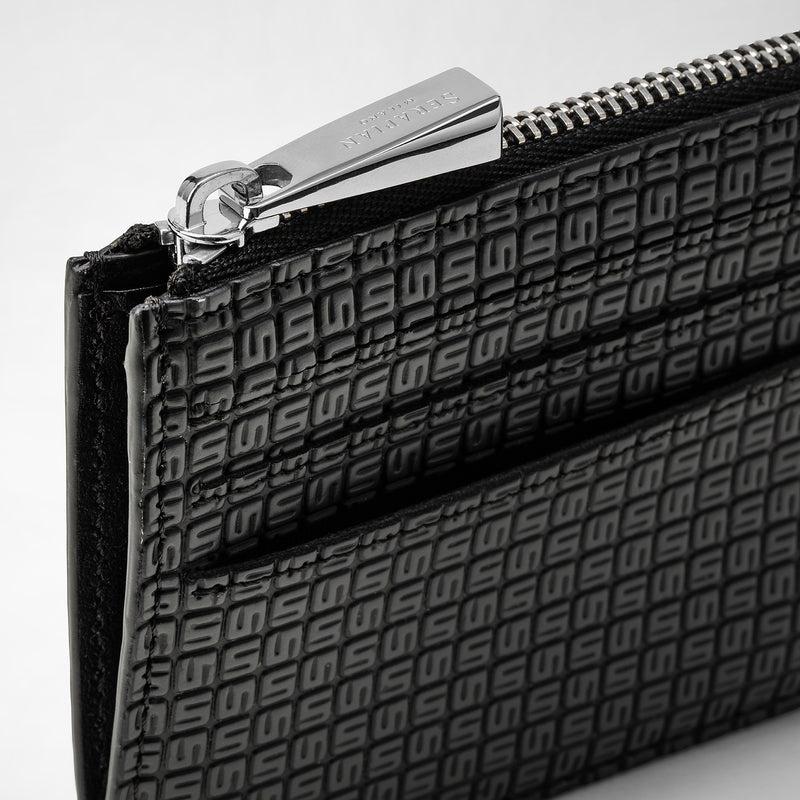 Serapian Zip card case in stepan asphalt black 2025