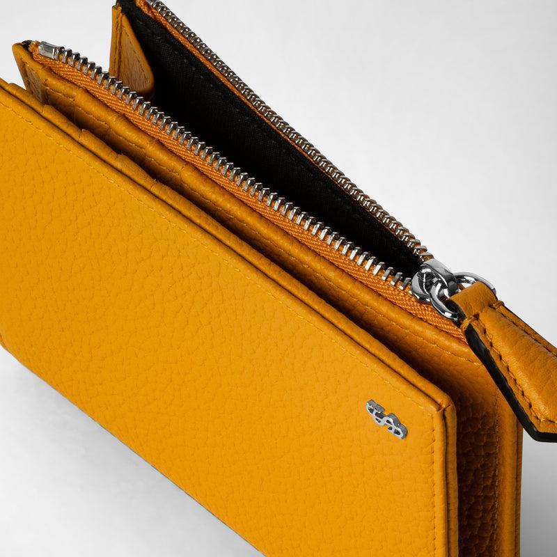 Serapian Vertical billfold with zip in cachemire leather ochre Spedizione Gratuita