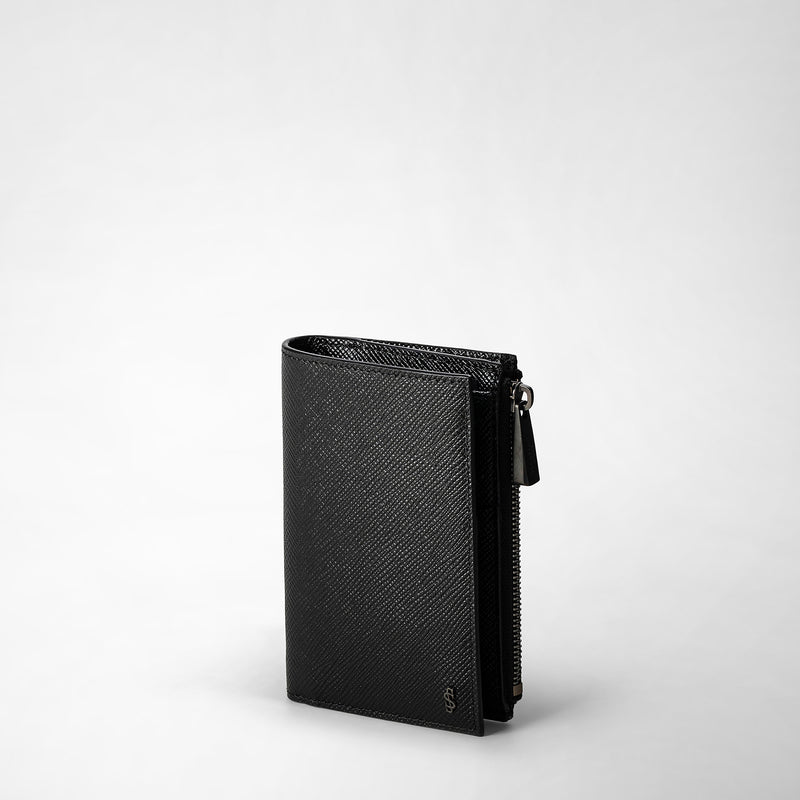 Serapian Vertical billfold zip evoluzione leather black eclipse Qualità Garantita