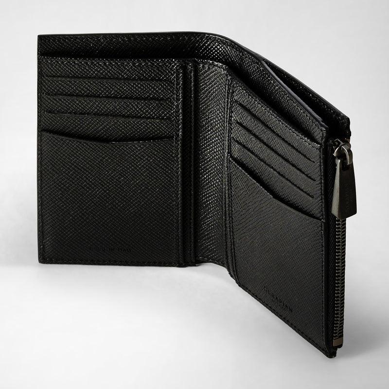 Serapian Vertical billfold zip evoluzione leather black eclipse Qualità Garantita