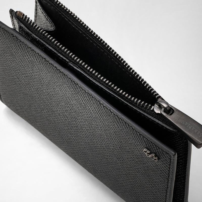 Serapian Vertical billfold zip evoluzione leather black eclipse Qualità Garantita