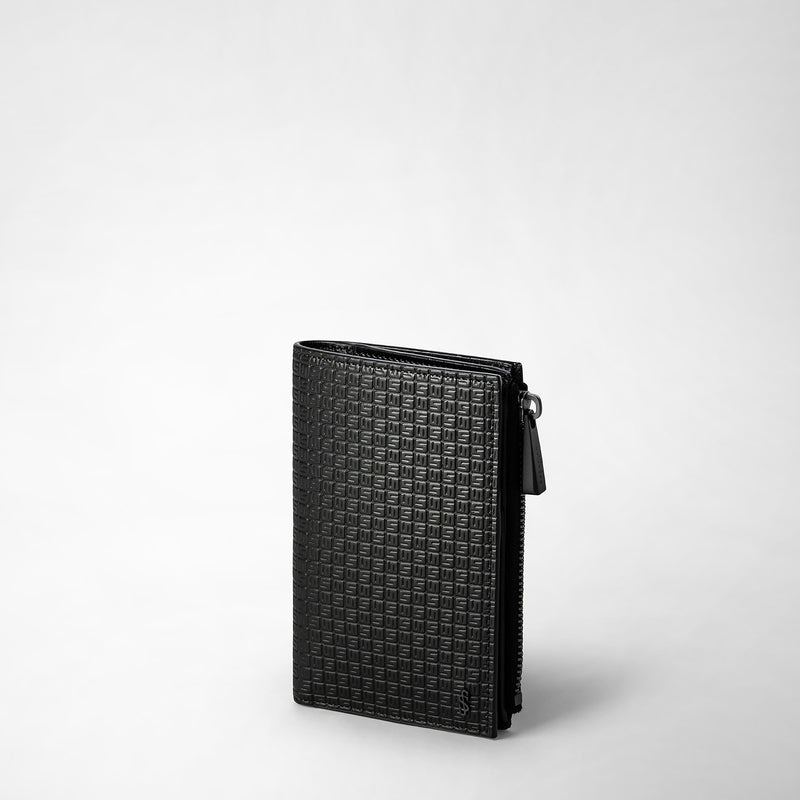 Serapian Vertical billfold with zip in stepan black black eclipse Negozi Online