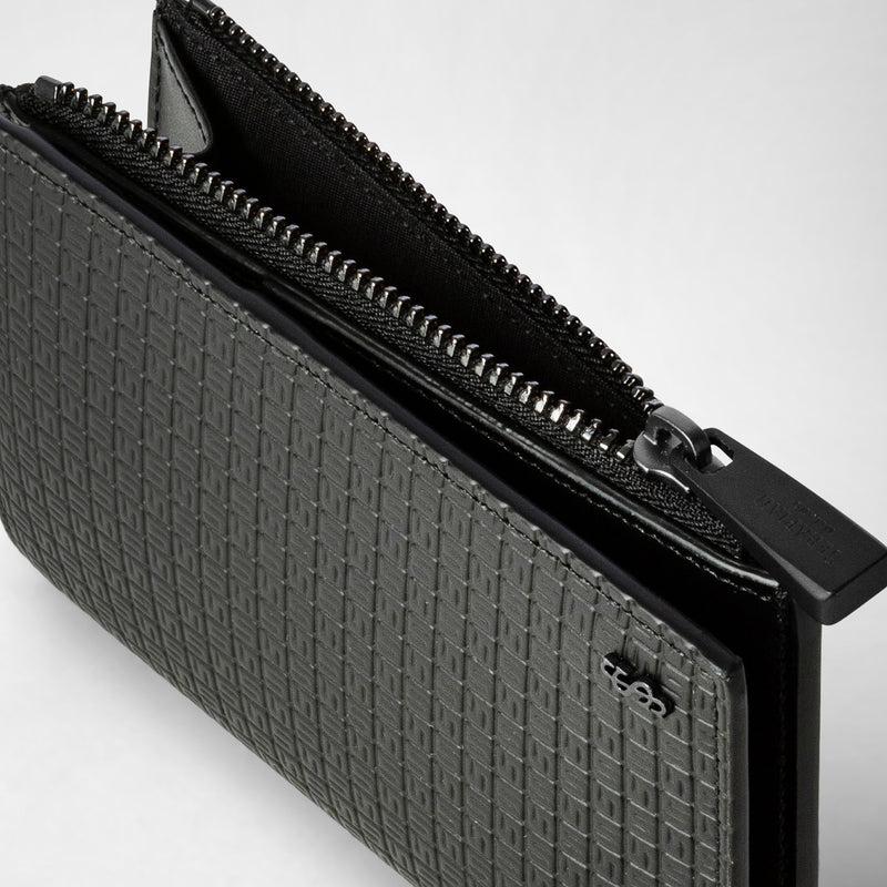 Serapian Vertical billfold with zip in stepan black black eclipse Negozi Online