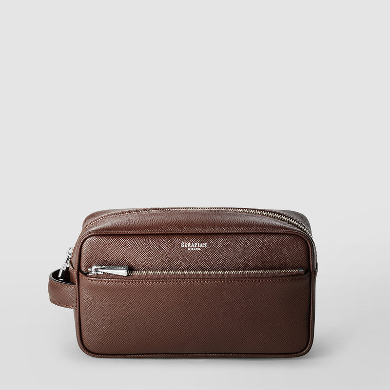 Serapian Wash bag recycled twill evoluzione leather burgundy Affare Del Giorno