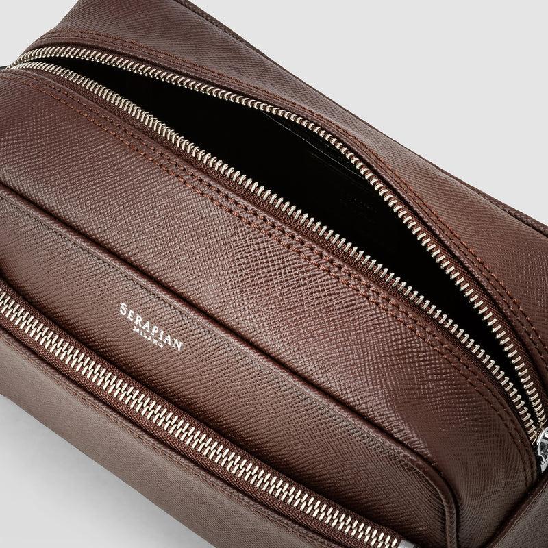 Serapian Wash bag recycled twill evoluzione leather burgundy Affare Del Giorno
