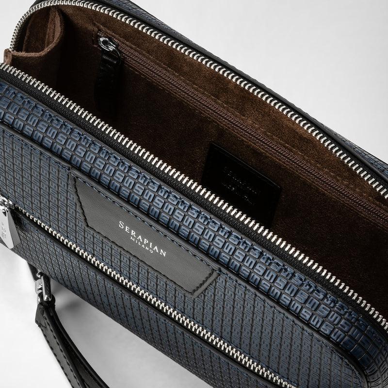 Serapian Pochette in stepan blu oceano-nero Novità