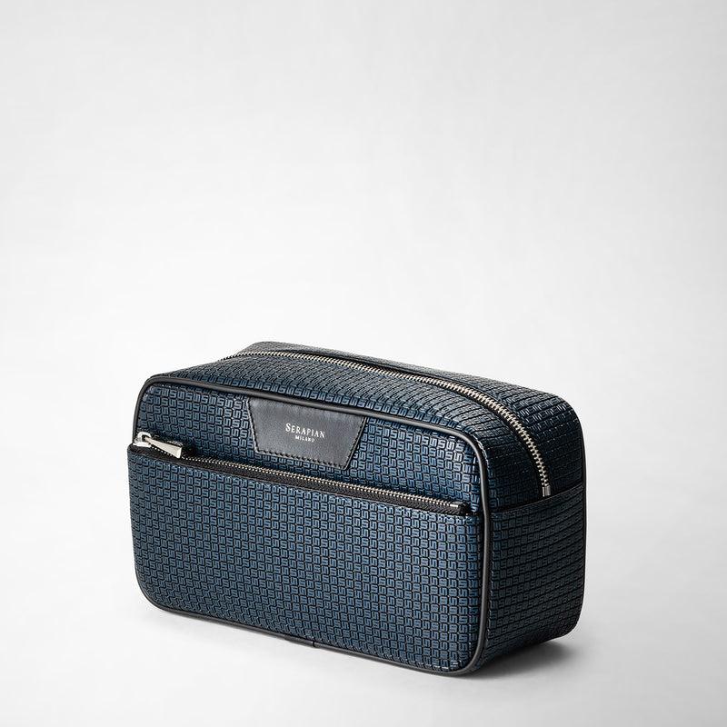 Serapian Trousse da bagno in stepan blu oceano-nero Economico