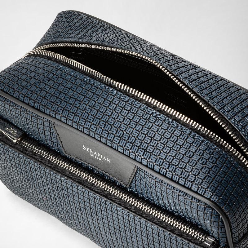 Serapian Trousse da bagno in stepan blu oceano-nero Economico