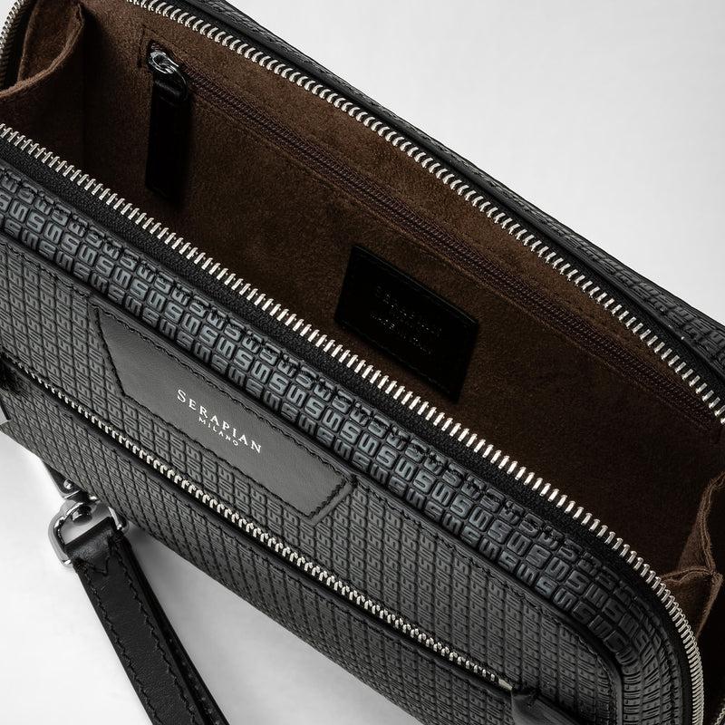 Serapian Pochette in stepan asfalto-nero In Vendita