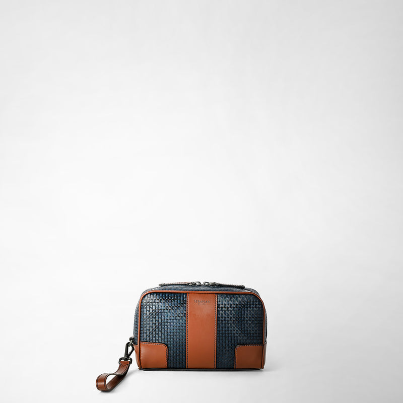 Serapian Pochette in stepan 72 blu oceano-cuoio