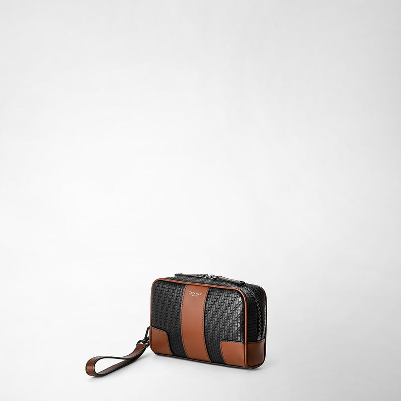 Serapian Pochette in stepan 72 nero-cuoio Offerte