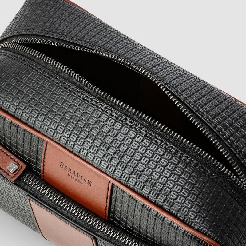 Serapian Washbag in stepan 72 black-cuoio Comprare a buon mercato