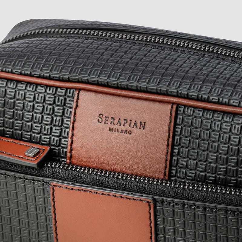Serapian Washbag in stepan 72 black-cuoio Comprare a buon mercato