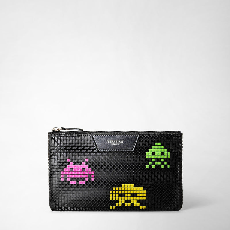 Serapian Pouch con zip in stepan nero space invaders Flash Sale