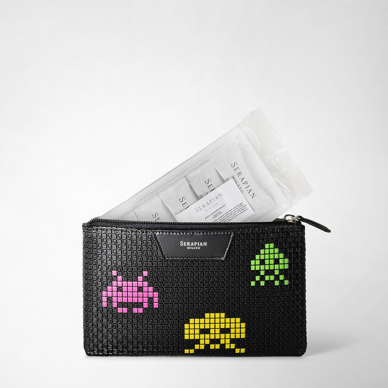 Serapian Pouch con zip in stepan nero space invaders Flash Sale
