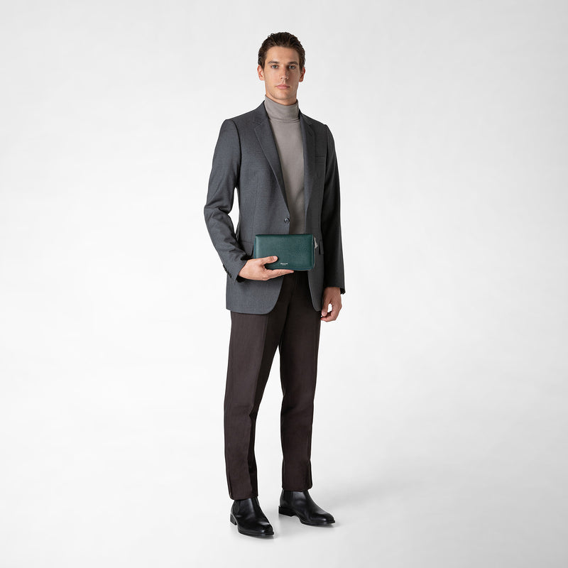 Serapian POCHETTE DA VIAGGIO CON ZIP DOPPIA IN PELLE EVOLUZIONE Fornitura limitata