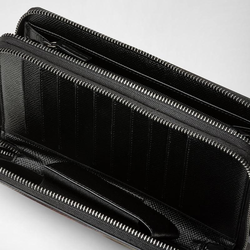 Serapian Pochette viaggio zip doppia pelle evoluzione nero Offerta esclusiva