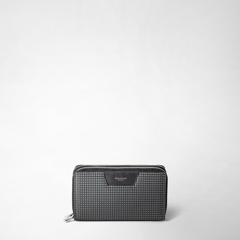 Serapian Pochette da viaggio zip doppia in stepan asfalto-nero Black Friday