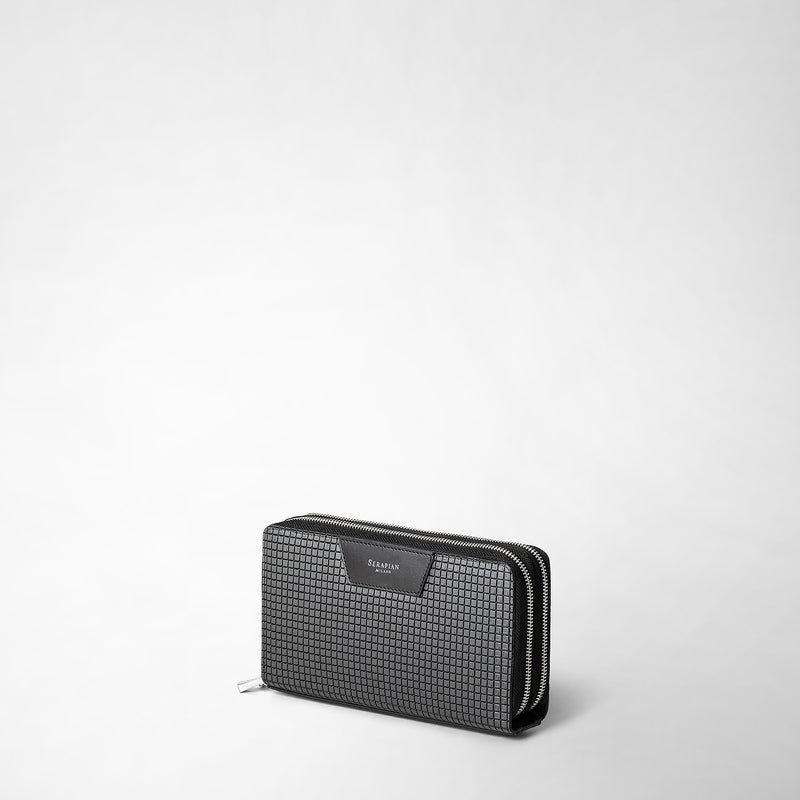 Serapian Pochette da viaggio zip doppia in stepan asfalto-nero Black Friday
