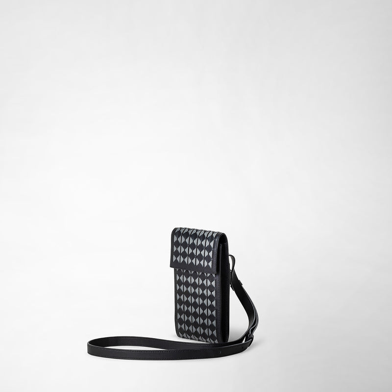 Serapian Phone case with strap in mosaico black asphalt gray Offerta Pasqua