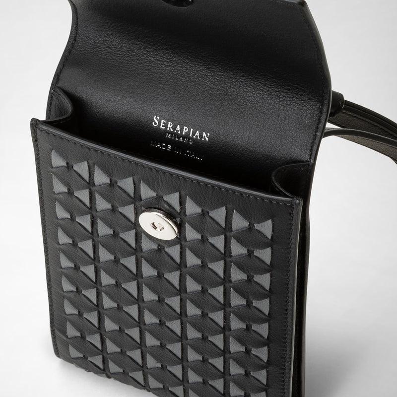 Serapian Phone case with strap in mosaico black asphalt gray Offerta Pasqua