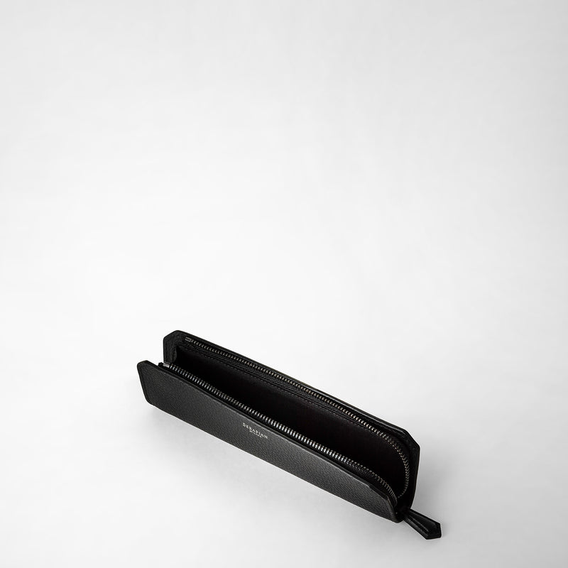 Serapian Pencil case in cachemire leather eclipse black Offerta San Valentino