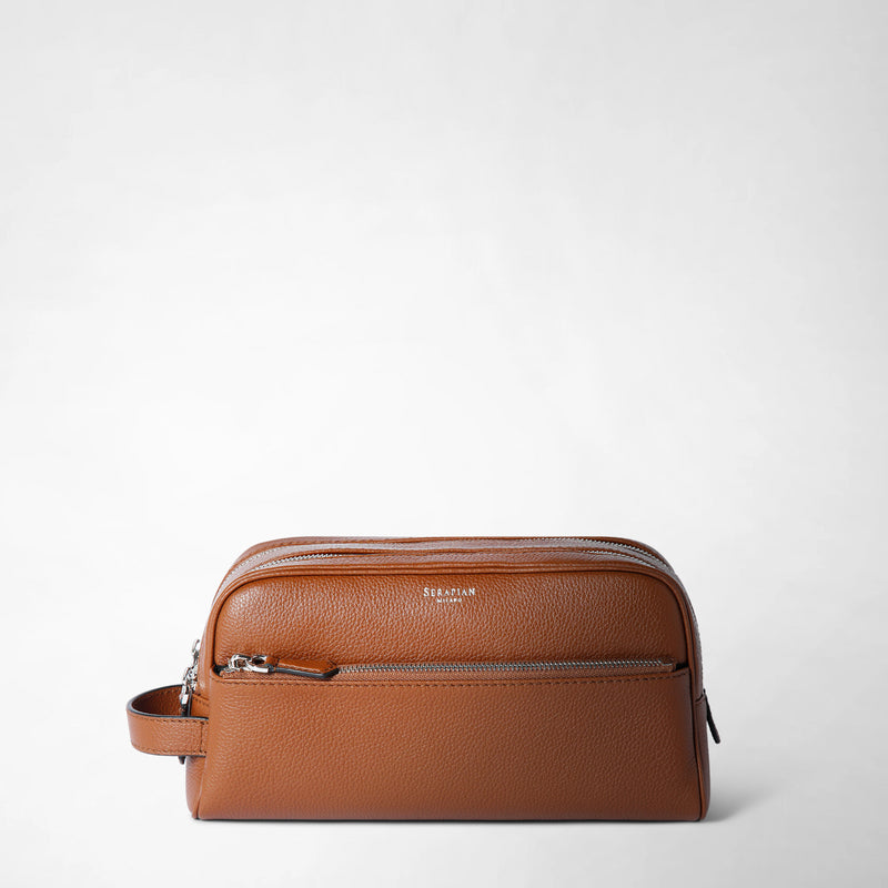 Serapian TROUSSE DA BAGNO CON DOPPIA ZIP IN PELLE CACHEMIRE In Linea