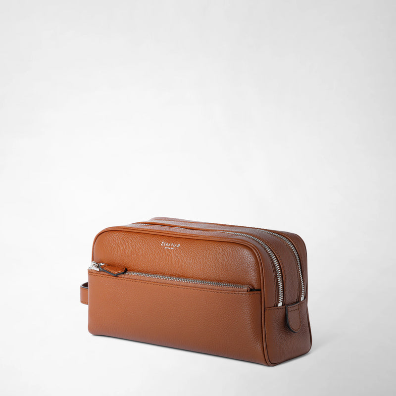 Serapian TROUSSE DA BAGNO CON DOPPIA ZIP IN PELLE CACHEMIRE In Linea