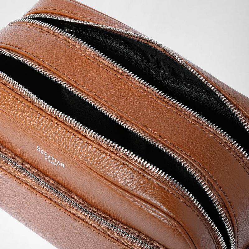 Serapian TROUSSE DA BAGNO CON DOPPIA ZIP IN PELLE CACHEMIRE In Linea