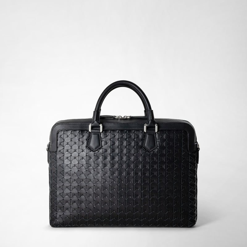 Serapian Extra slim briefcase in mosaico black Offerta
