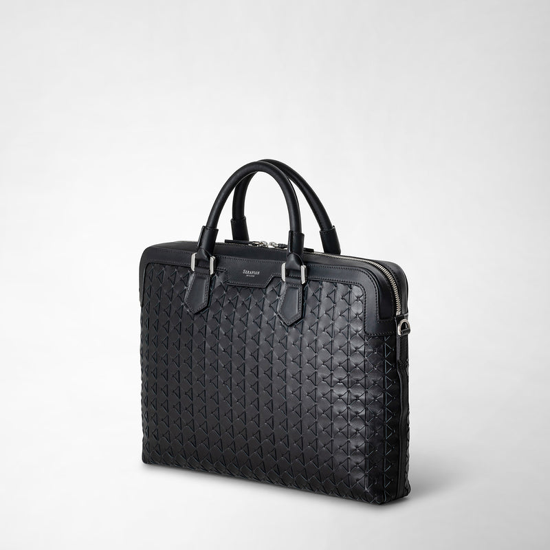 Serapian Extra slim briefcase in mosaico black Offerta