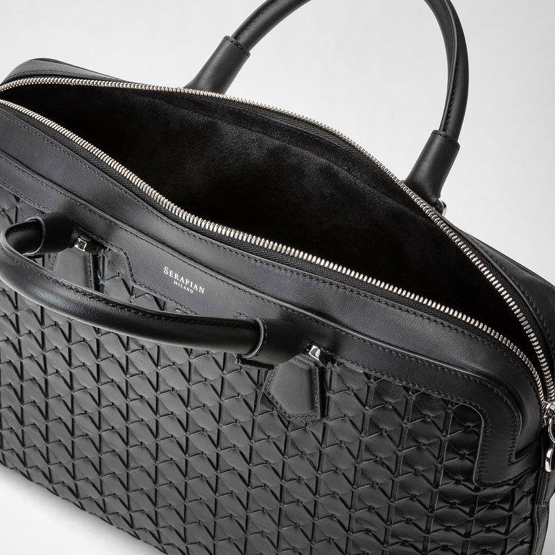 Serapian Extra slim briefcase in mosaico black Offerta