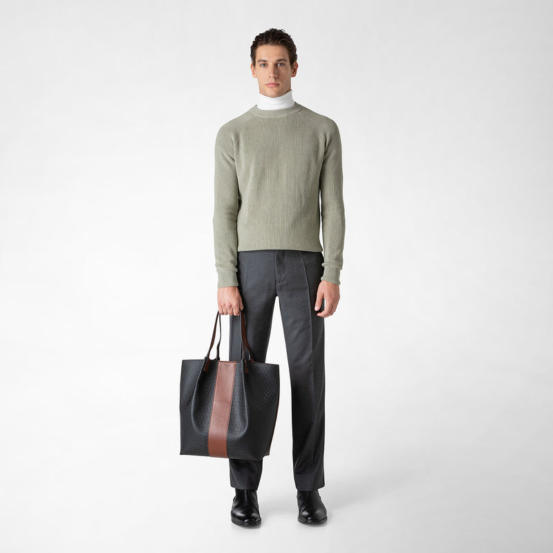 Serapian Borsa shopping vertical secret stepan 72 nero-cuoio Economico