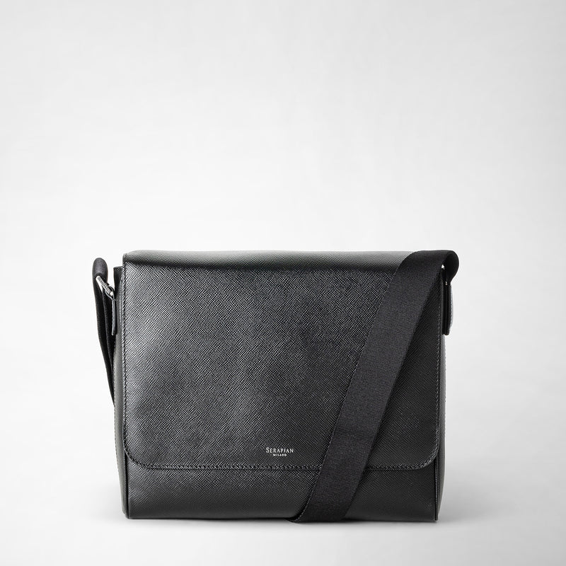 Serapian Borsa messenger piccola in pelle evoluzione nero eclissi Online