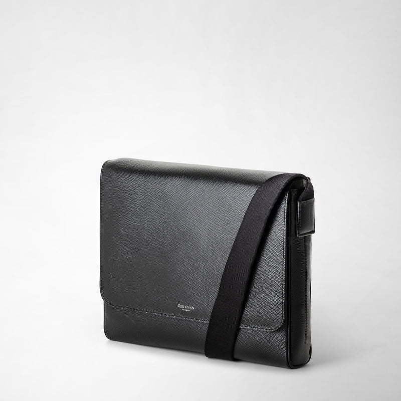 Serapian Borsa messenger piccola in pelle evoluzione nero eclissi Online