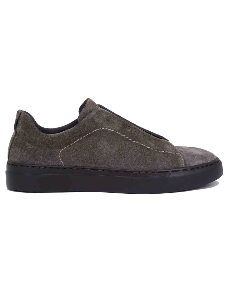 Spatarella Sneakers uomo in camoscio grigio con elastici Soddisfazione Garantita