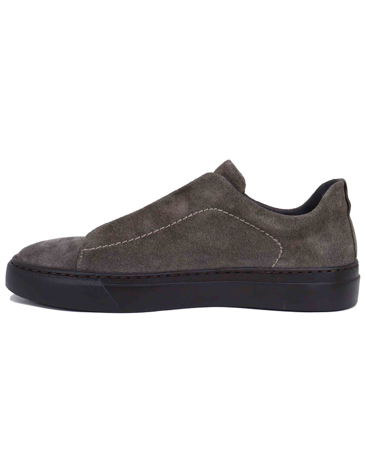 Spatarella Sneakers uomo in camoscio grigio con elastici Soddisfazione Garantita