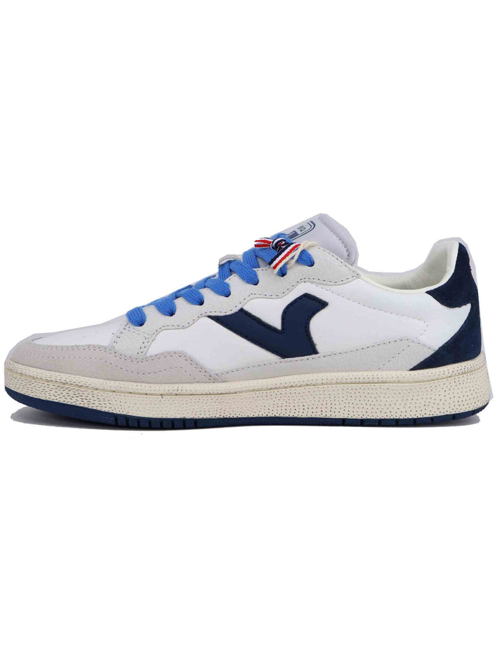 Spatarella Sneakers uomo in pelle bianca con riporti blu Negozi Online