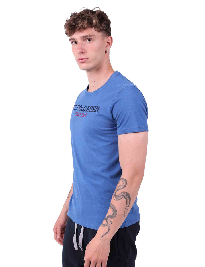 Spatarella T-Shirt uomo in cotone celeste con stampa Soddisfazione Garantita