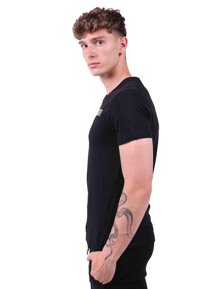 Spatarella T-Shirt uomo in cotone nero con stampa Negozi Online