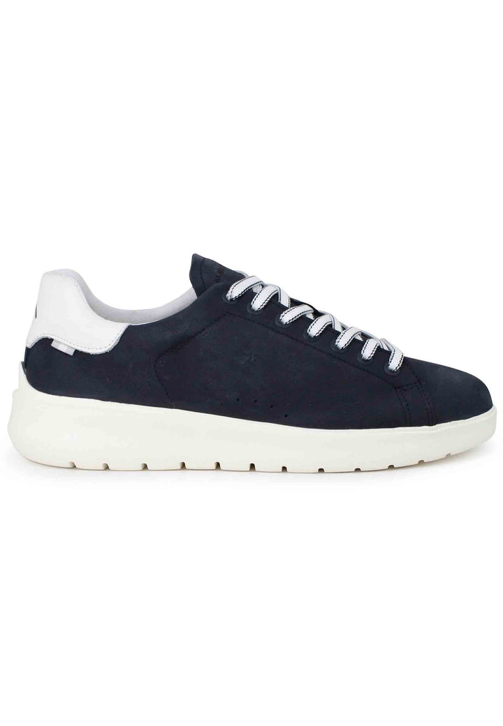 Spatarella Sneakers uomo Hover in nabuk blu con suola alta in gomma Sottocosto