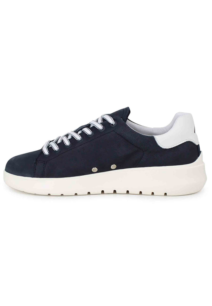 Spatarella Sneakers uomo Hover in nabuk blu con suola alta in gomma Sottocosto