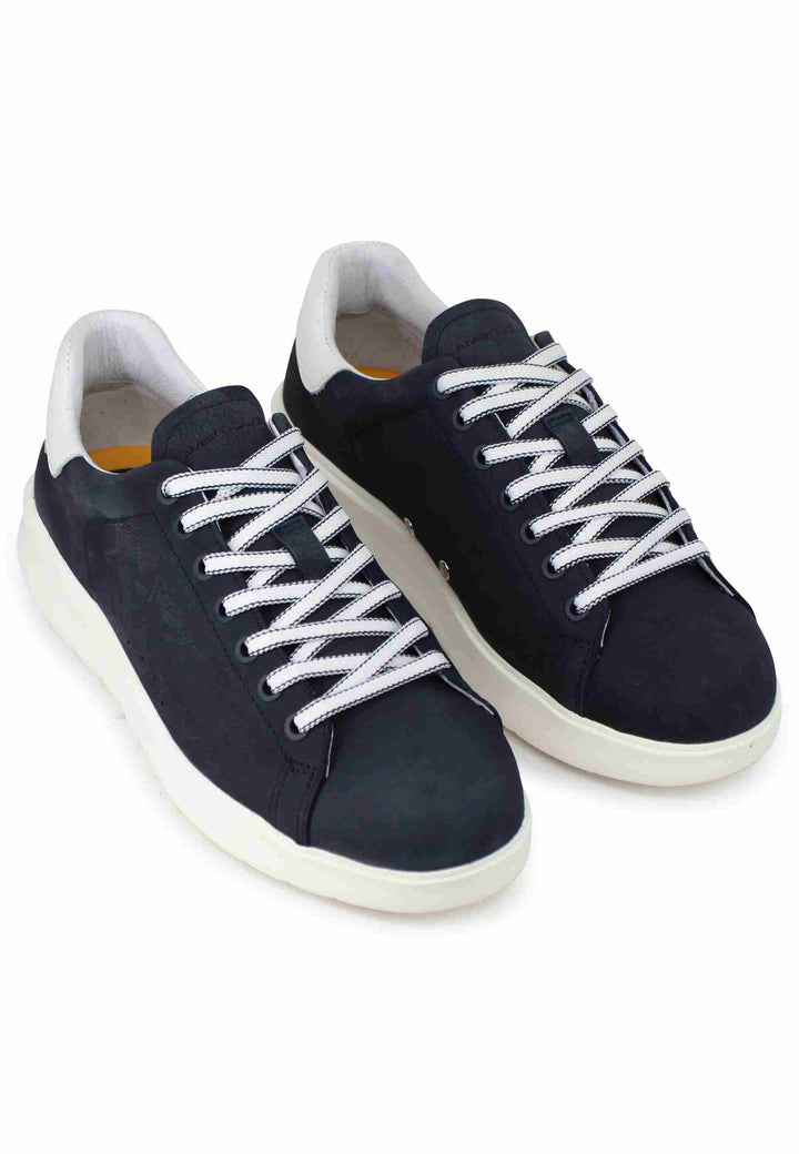 Spatarella Sneakers uomo Hover in nabuk blu con suola alta in gomma Sottocosto