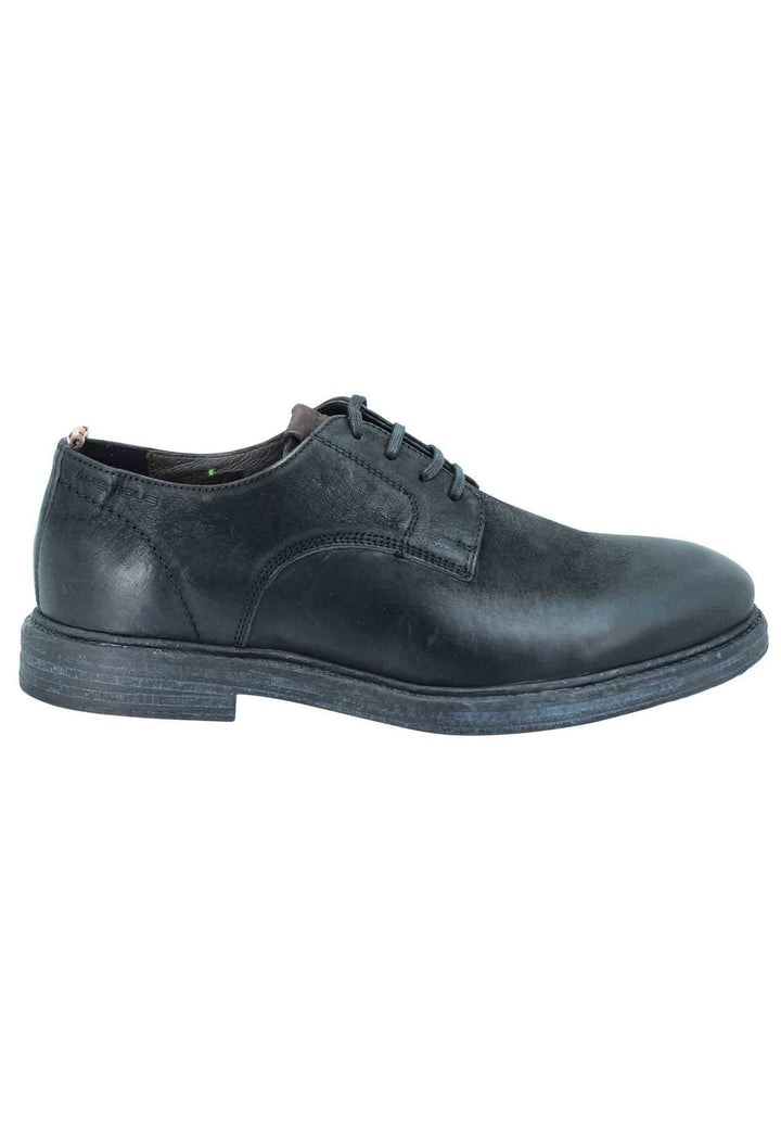 Spatarella Stringata uomo in pelle nera suola in gomma e sottopiede memory foam Outlet