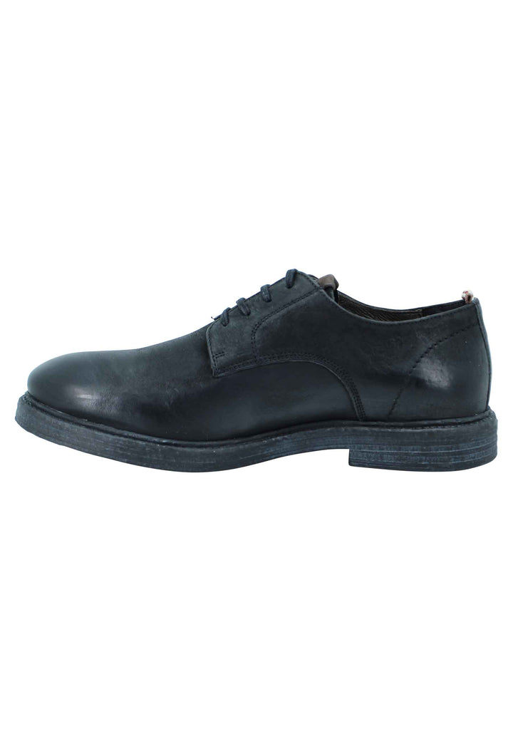 Spatarella Stringata uomo in pelle nera suola in gomma e sottopiede memory foam Outlet